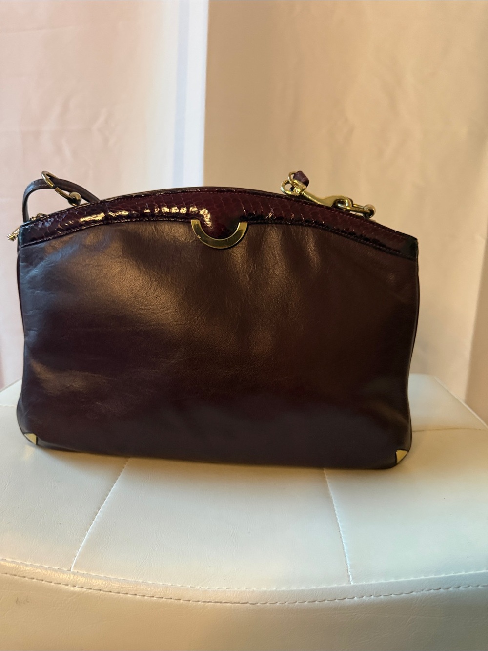 Vintage Bags by Supreme Leather Shoulder Bag in Deep BurgundY NWT